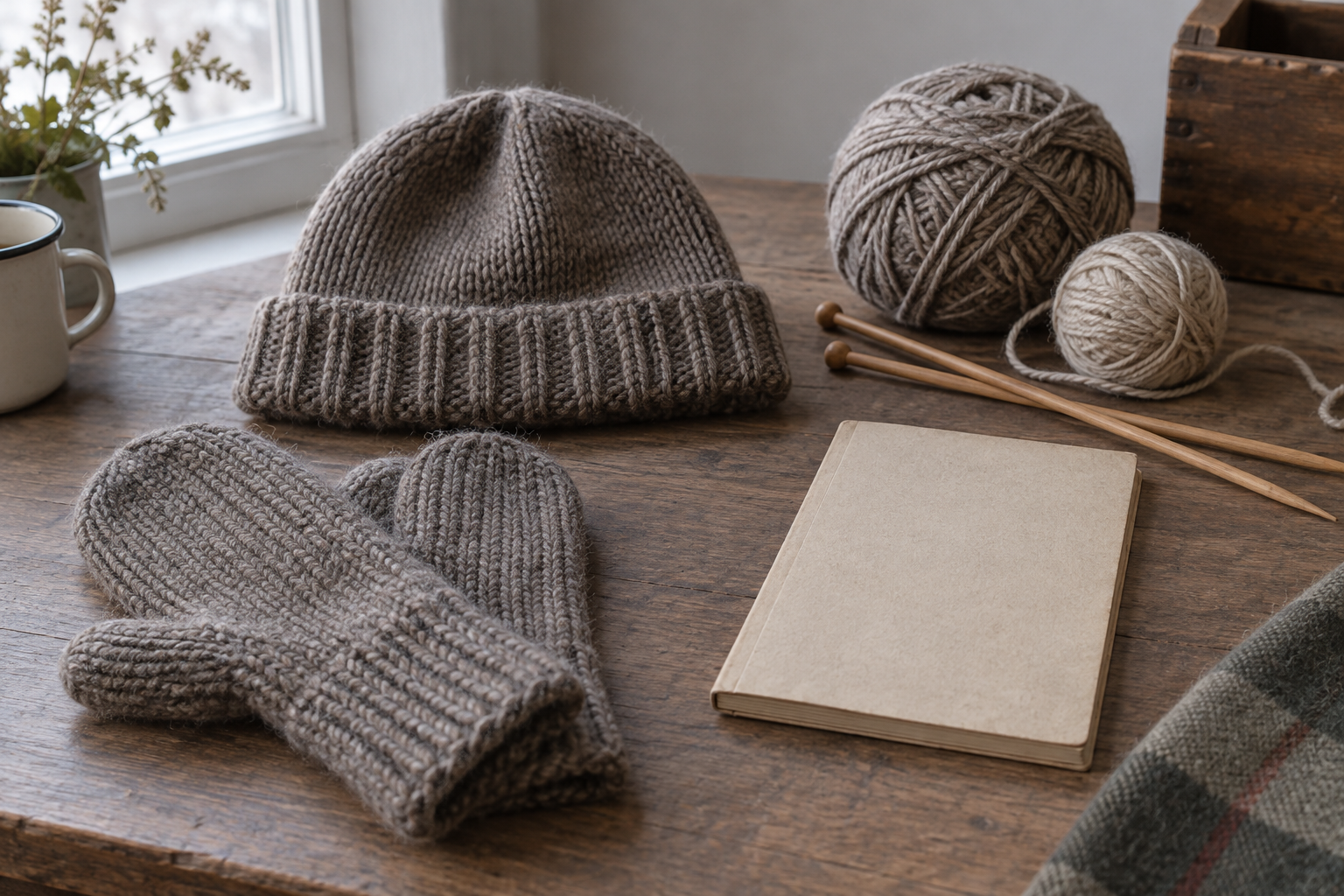 AI conceptual knitwear and unmarked booklet