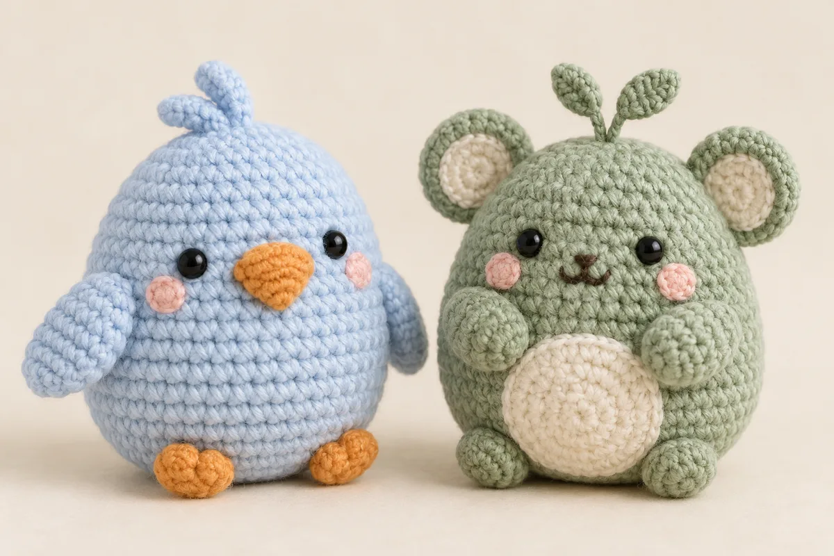 AI-generated illustration: Invented egg-shaped creatures, not the characters or pattern of Adorable Baby Egg Animals.
