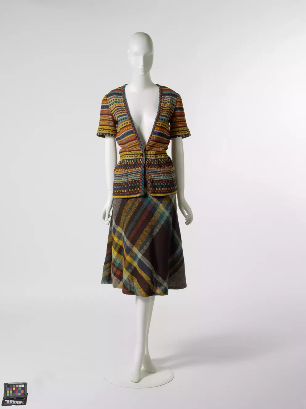 Two-piece ensemble, 1971, M 22372, for comparing material and technique fields.